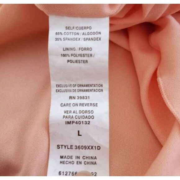 SEQUIN HEARTS PEACH & CREAM LACE ONE SHOULDER DRESS SZ.L EUC. - Picture 7 of 8